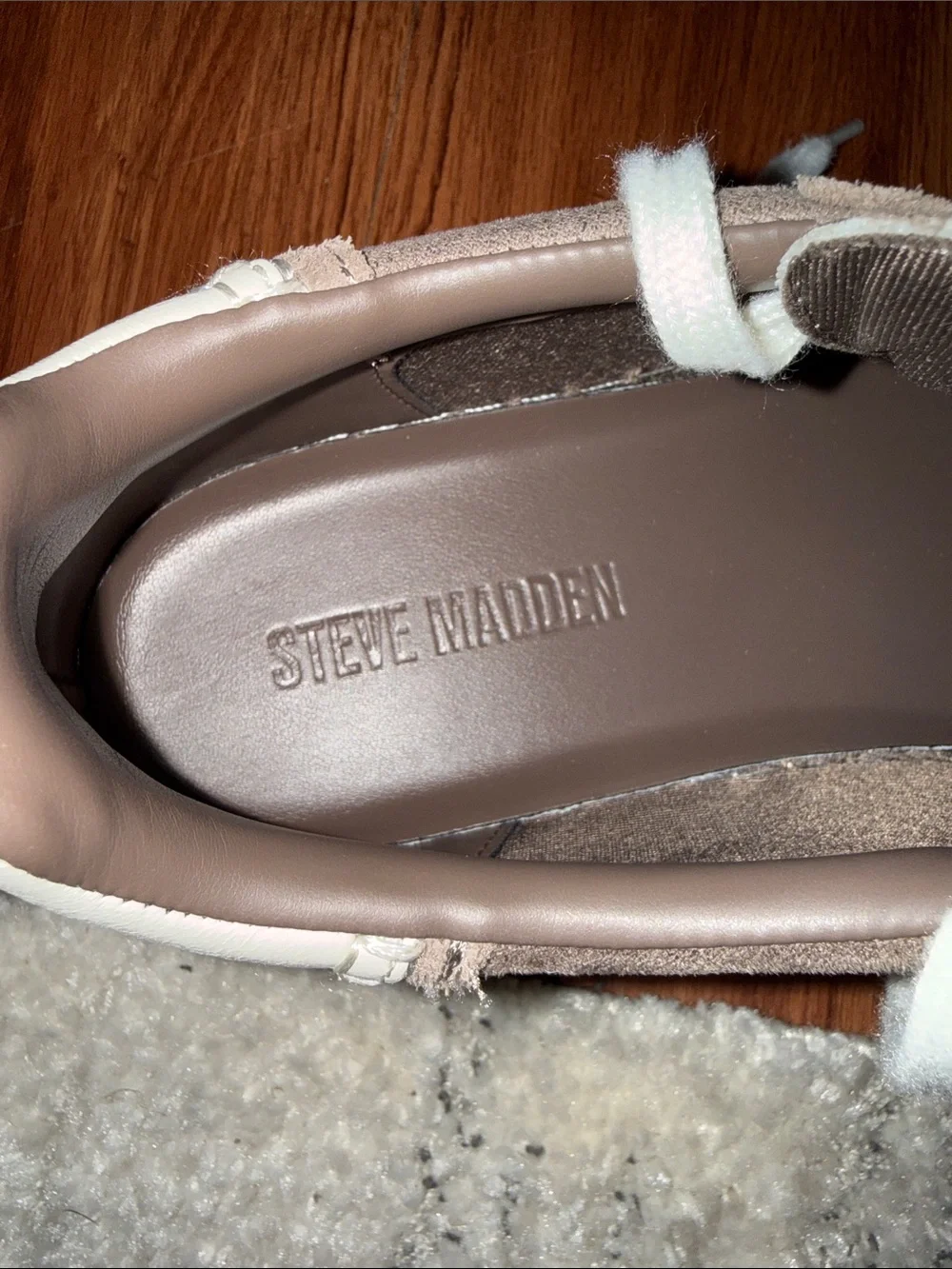 Steve Madden Women's Taupe Suede Platform Sneakers with Cream Accents